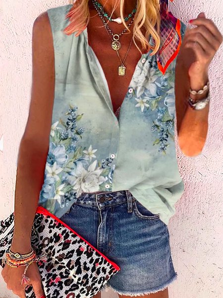 

Loosen V Neck Short Sleeve Blouse, As picture, Blouses & Shirts