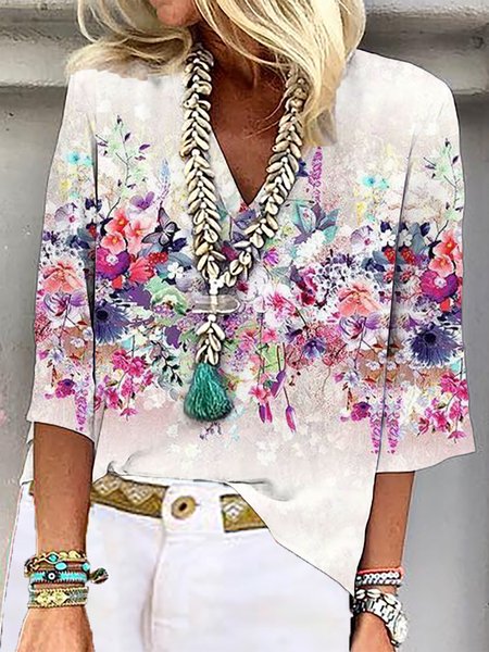 

Floral Short Sleeve Tops, Multicolor, Blouses & Shirts