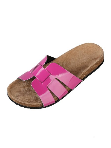 

Solid Inset Patent-leather Beach Birkenstock Slippers, Rose red, Sandals