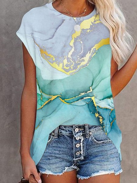 

Casual Short Sleeve T-Shirt, Green, T-Shirts
