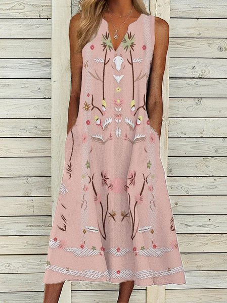 

Floral V Neck Regular Fit Short Sleeve Woven Dress, Multicolor, Dresses