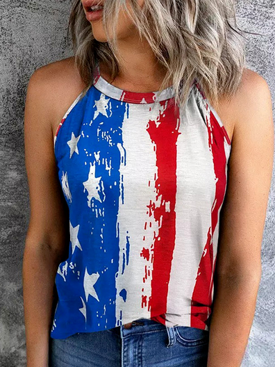 

Halter Flag Knit, Multicolor, Tops