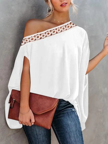 

Casual Short Sleeve Plus Size Tops T-shirts, White, T-Shirts