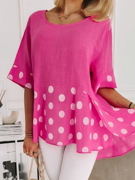 

Loosen Basics Short Sleeve Tops, Rose red, Tops