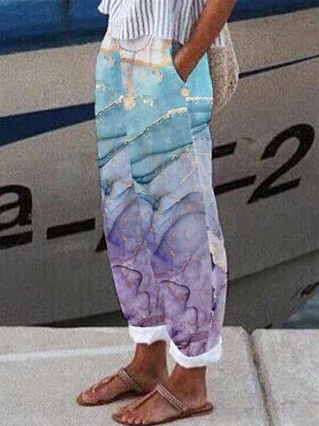 

Pockets Casual Ombre Pants, Multicolor, Pants