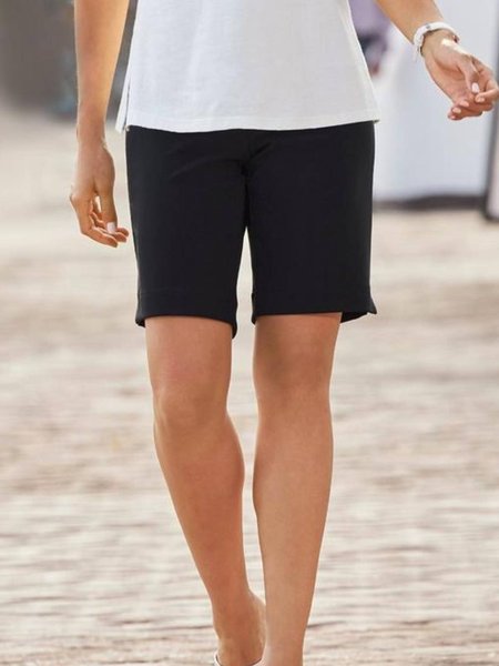 

Casual Cotton Plain Shorts, Black, Shorts
