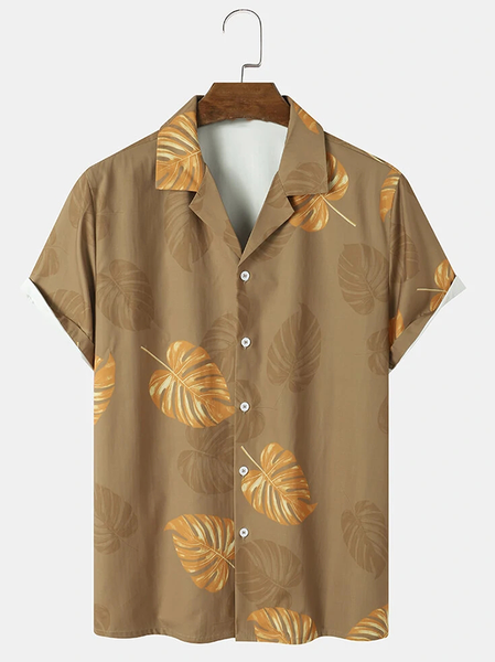

Cotton Linen Botanical Floral Print Lapel Cozy Linen Shirt, As picture, Shirts ＆ Blouse
