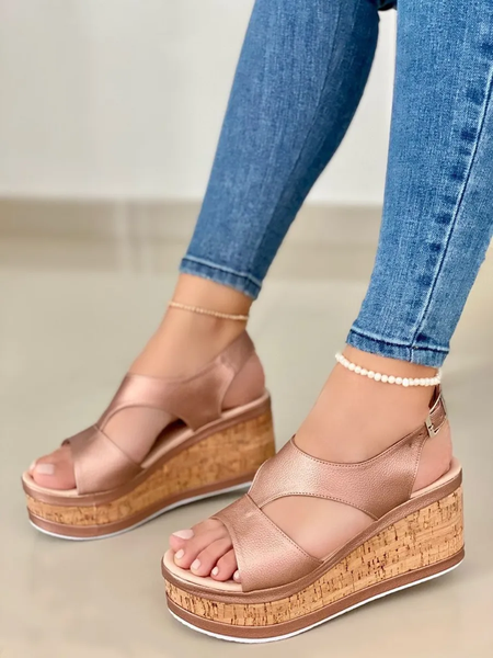 

JFN Platform Sandals For Lady Colombian Fashion, Champagne, Sandals
