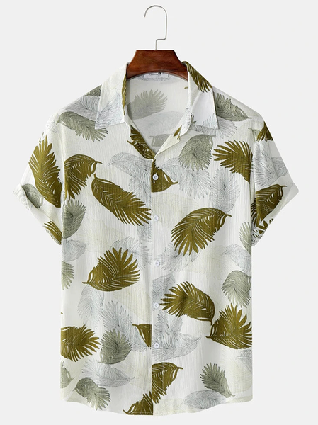 

Cotton and Linen Style Botanical Floral Print Cozy Linen Shirt, As picture, Shirts ＆ Blouse
