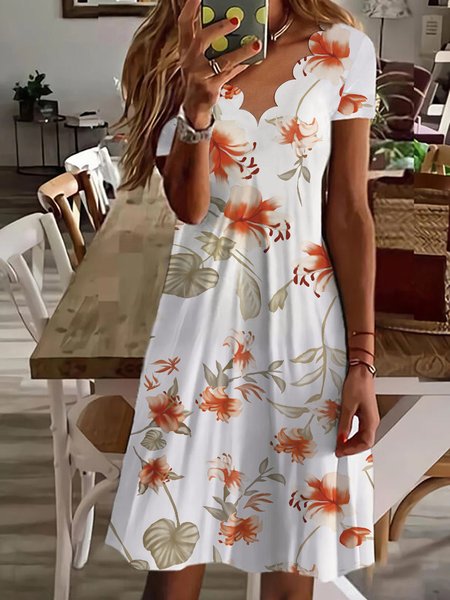 

Discount! Scallop Casual Ladies Knit Dress, Multicolor, Dresses