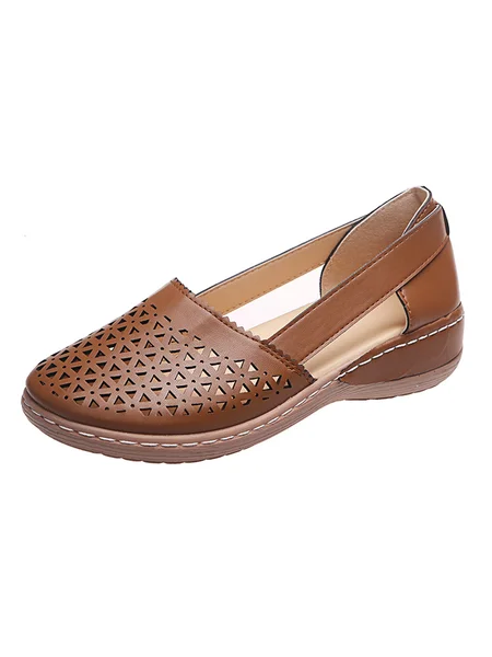 

JFN Vintage Hollow Breathable Shoes, Brown, Flats