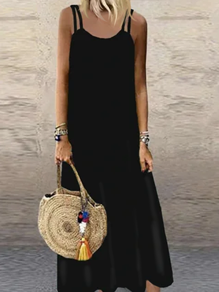 

Loosen Short Sleeve Knit Dress, Black, Midi Dresses