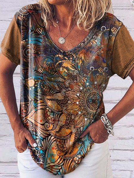 

Regular Fit Vintage Cotton Short Sleeve Tops, Khaki, Shirts & Blouses