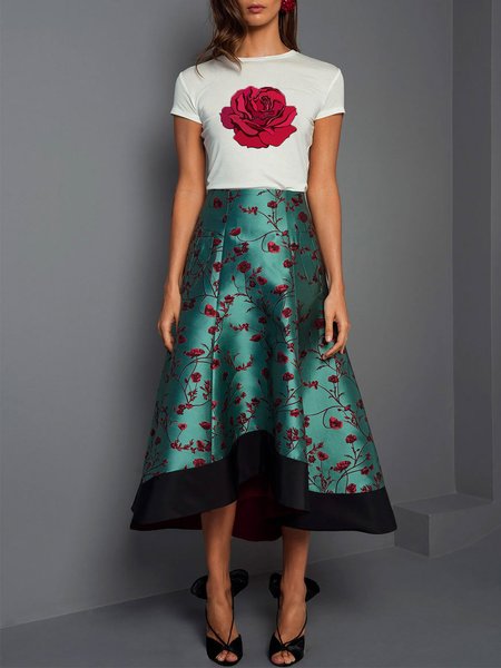 

Green Daily Midi Regular Fit Elegant Long Skirt, Midi Skirts