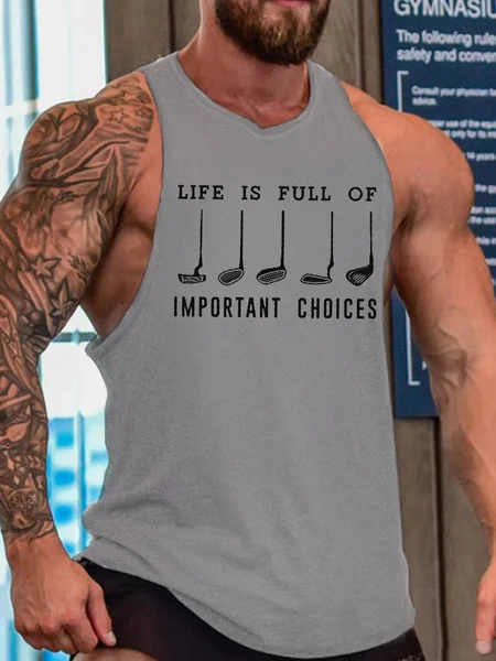 

Men's Casual Life Is Full Of Important Choice Knit, Gray, Tank Tops