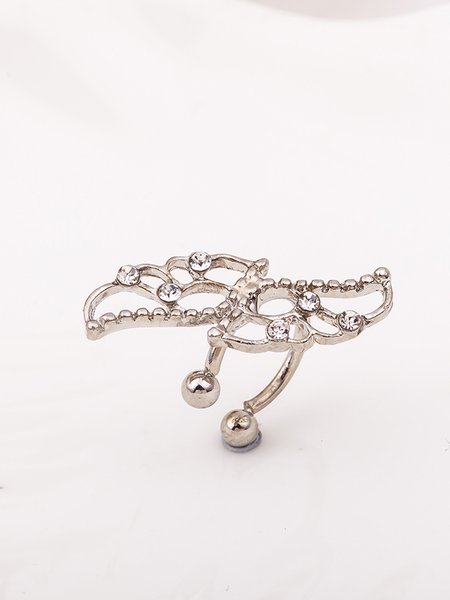 

JFN Ethnic Wing-Shaped Diamond Ear Clips, Silver, Earrings