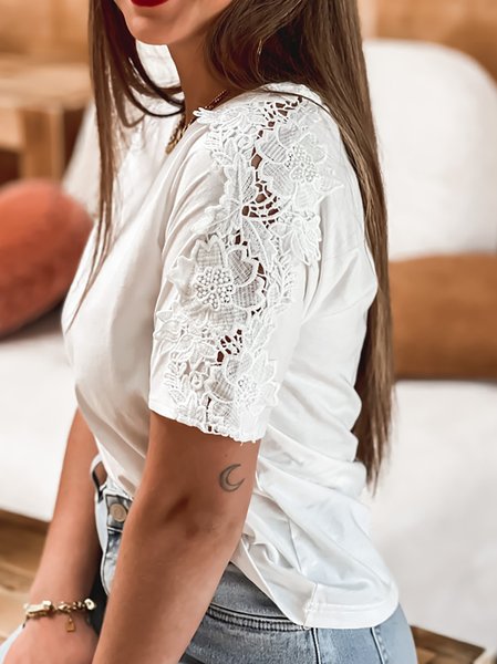 

Crew Neck Short Sleeve T-Shirt, White, T-Shirts
