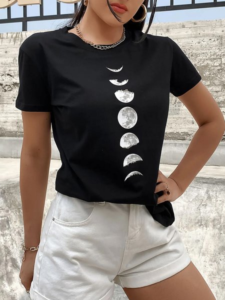 

Casual Crew Neck Regular Fit Short Sleeve T-Shirt, Black, Tees
