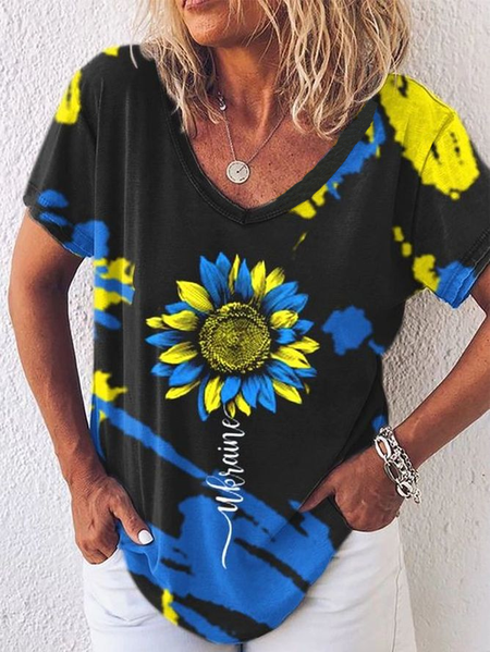 

Cotton Casual Floral Short Sleeve Tops, Multicolor, Shirts & Blouses