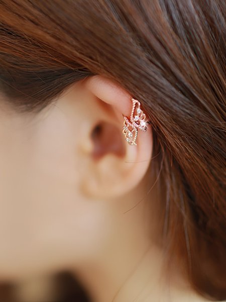

JFN Ethnic Wing-Shaped Diamond Ear Clips, Golden, Earrings