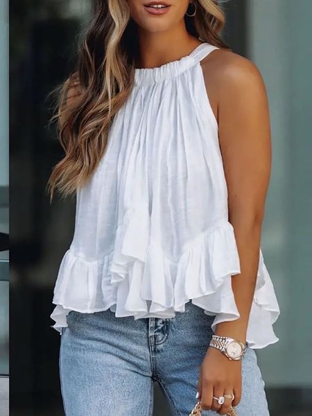 

Plain Casual Loosen Short Sleeve Cute Top, White, Blouses and Shirts