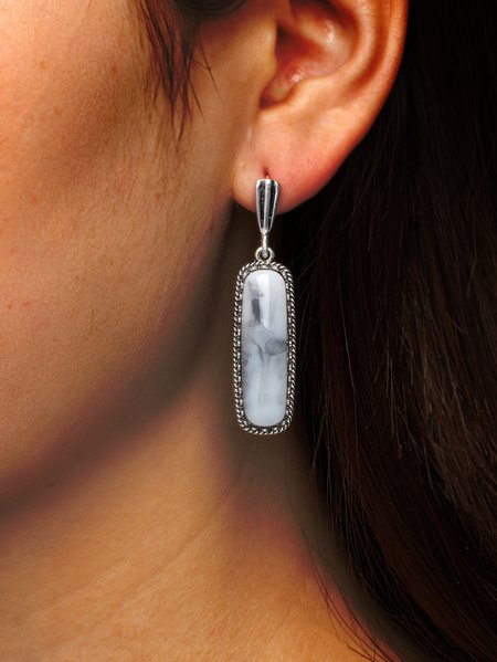 

Ethnic Vintage Style Marbled Geometric Earrings, Silver, Earrings