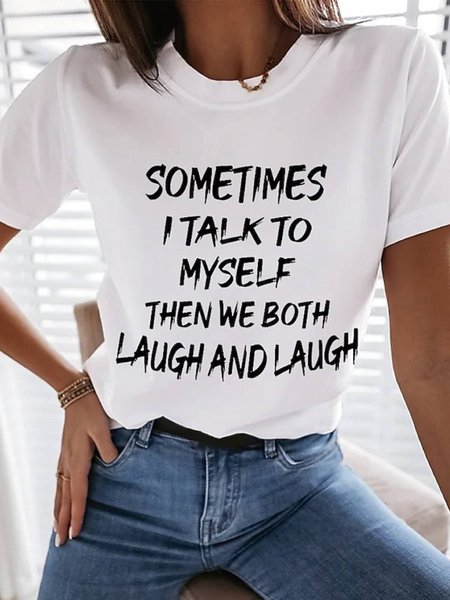 

Casual Letter Short Sleeve T-Shirt, White, T-Shirts