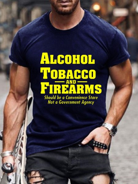 

Alcohol Tobacco And Firearms Should Be A Convenience Store Cotton Vintage Short Sleeve Short Sleeve T-Shirt, Dark blue, T-shirts
