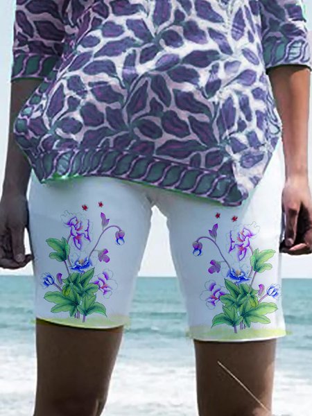 

Regular Fit Vacation Shorts Floral Beach, White, Shorts