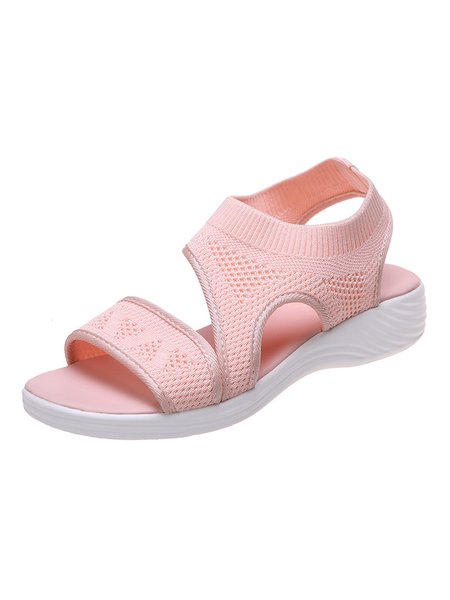 

Plain Color Casual Flyknit Sports Sandals, Pink, Sneakers
