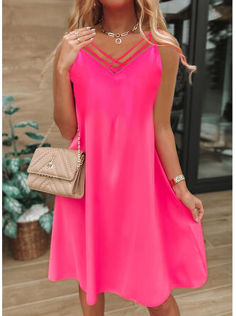 

Vacation Loosen Sleeveless Women Dresses, Rose red, Dresses