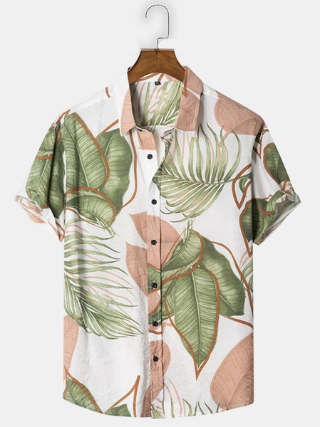 

Cotton and Linen Style Botanical Floral Print Cozy Linen Shirt, As picture, Shirts ＆ Blouse