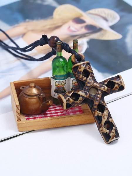 

JFN Men's Hemp Rope Braided Vintage Alloy Necklace, As picture, Men's Accessories