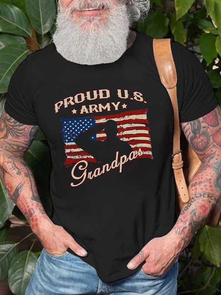 

Men's American Flag Print Short Sleeve Tee, Black, T-shirt