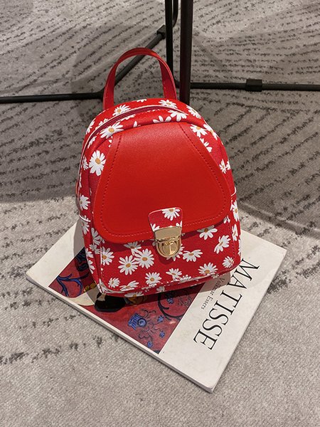 JFN Floral Patchwork Large Capacity Backpack, Red, Women's Bags