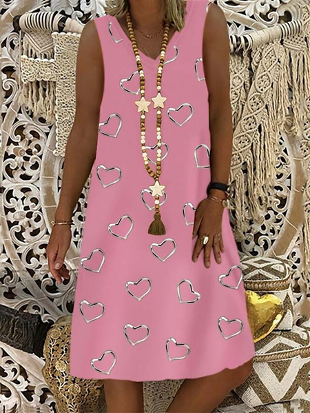 

Regular Fit Heart Short Sleeve Knit Dress, Pink, Dresses