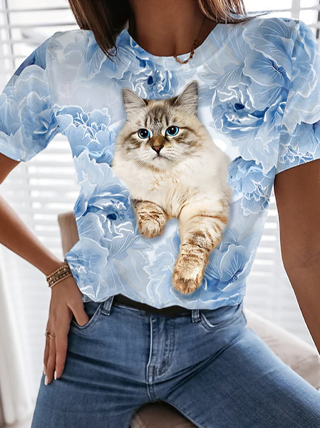 

Animal Regular Fit Casual Short Sleeve T-Shirt, Blue, T-Shirts