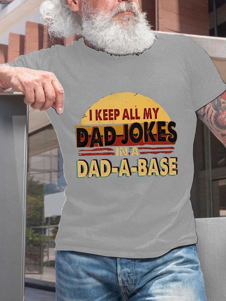 

Funny Gift For Dad Keep All My Dad Jokes Short Sleeve Vintage Short Sleeve T-Shirt, Light gray, T-shirts