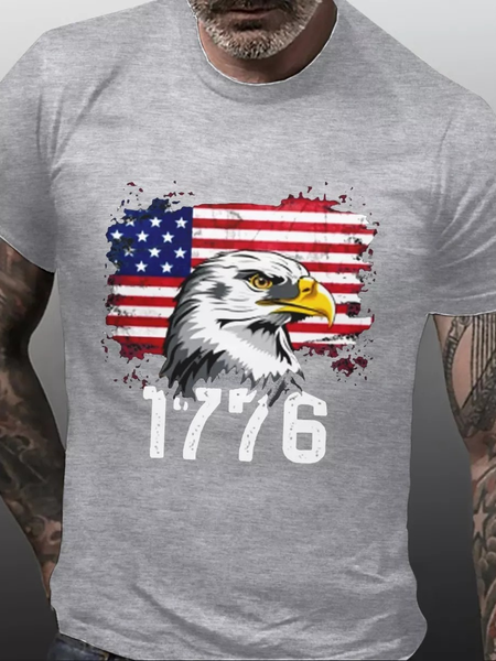 

Men's 1776 American Independence Day Short Sleeve Casual T-Shirt, Gray, T-shirts