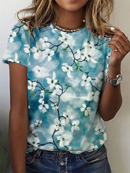 

Vacation Round Neck Regular Fit Short Sleeve T-Shirt, Green, T-Shirts