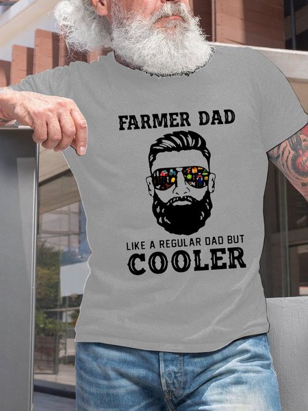 

Farmer Dad like a regular Dad but Cooler Short Sleeve Crew Neck Vintage Short Sleeve T-Shirt, Light gray, T-shirts