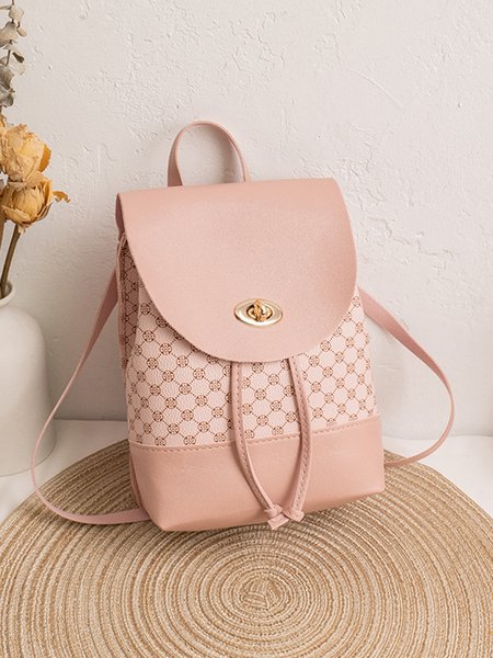 

JFN Geometric Pattern Patchwork Backpack, Pink, Women's Bags