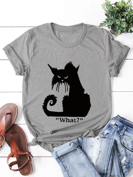 

Women's Short Sleeve Tee T-shirt Summer Animal Cotton Crew Neck Daily Going Out Casual Top, Gray, T-Shirts
