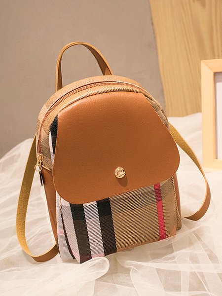 

JFN Classic Check Magnetic Buckle Backpack, Brown, Women's Bags