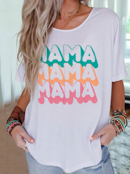 

Crew Neck Casual Short Sleeve T-Shirt, White, T-Shirts
