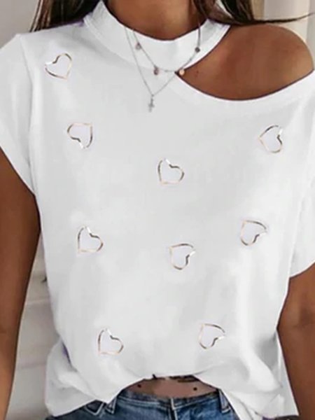 

Casual Short Sleeve Tops, White, Tops