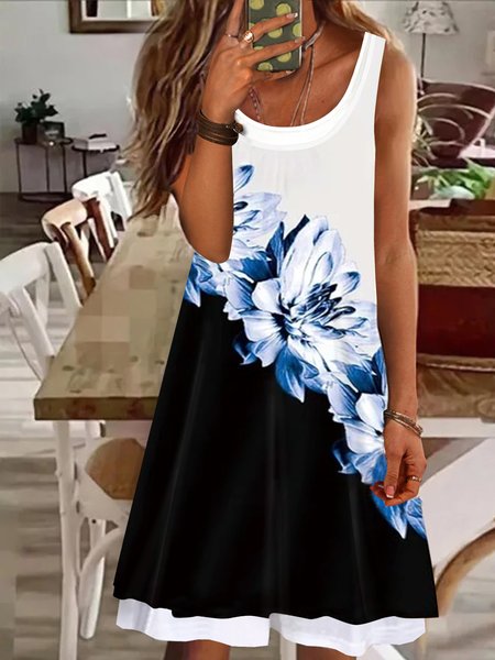 

Casual Sleeveless Knitting Dresses, Blue, Mini Dresses