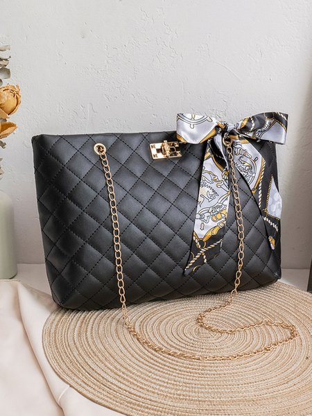 

Bow Large Capacity Chain Tote Bag Shoulder Bag, Black, Bags