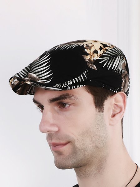

JFN Men's Printed Spring Summer Thin Casual Beret, Black, Men's Accessories