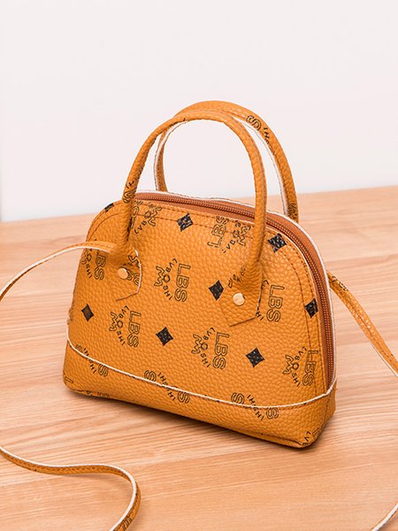 

JFN Simple Geometric Print Zip Crossbody Bag, Brown, Women's Bags
